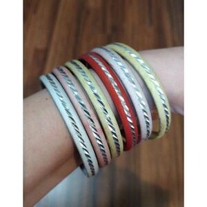 Metallic Colored Bangle Bracelet with Diamond Cut Piping